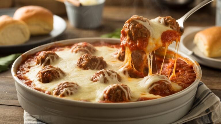 Meatball Casserole Easy Cheesy Comforting Family Dinner Recipe