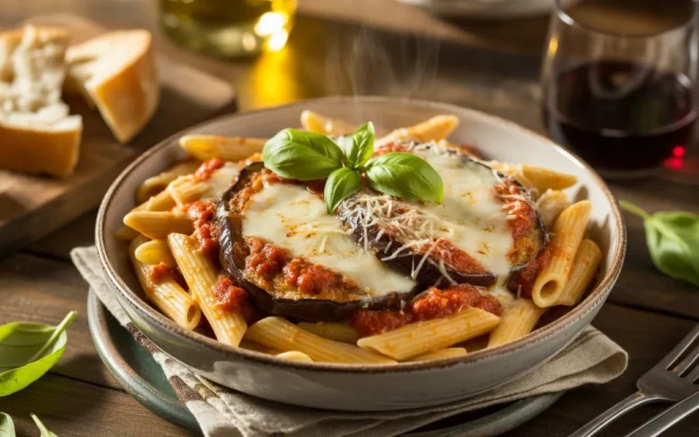 Eggplant Parmesan Pasta Cheesy Italian Comfort Food Recipe