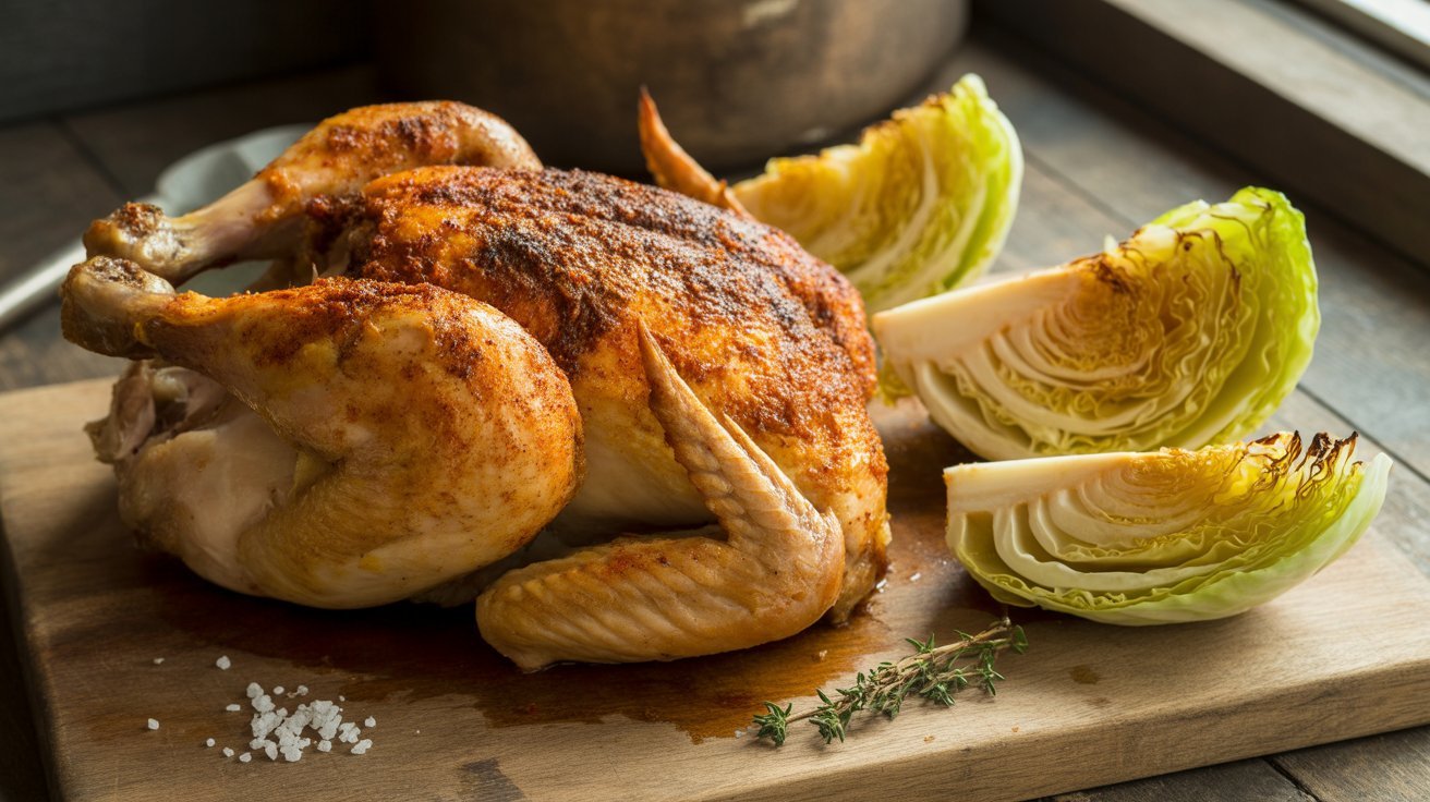 Spice Rubbed Roasted Chicken and Cabbage